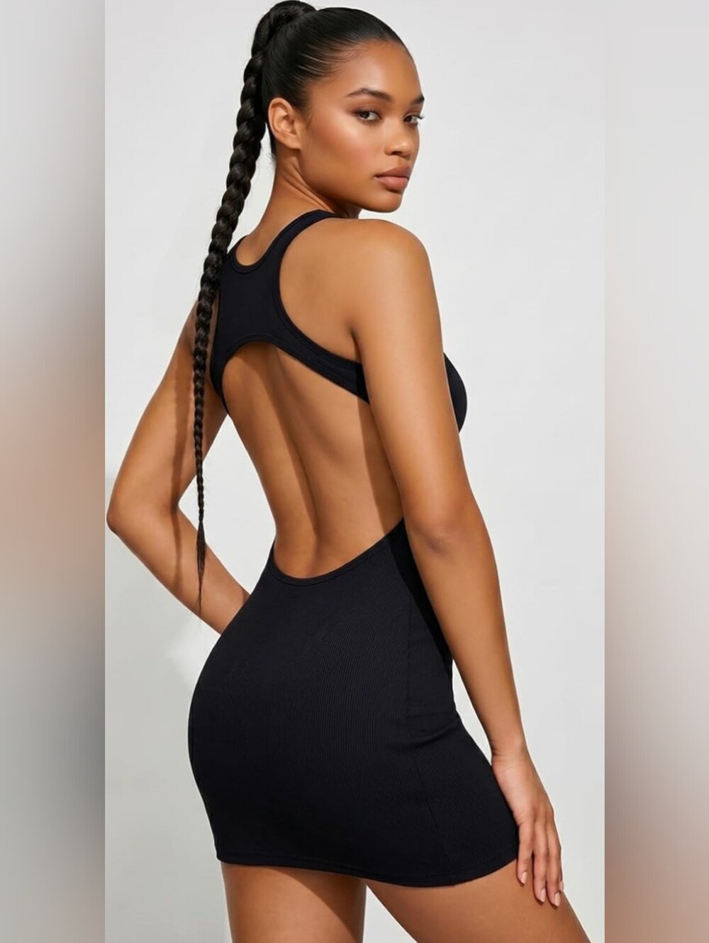 NWT Black Backless Bodycon Mini Dress Built-In Bra Medium - Picture 5 of 5
